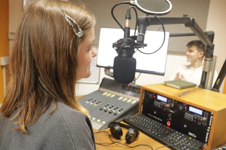 Broadcast Assistant Lily in Studio A with Stataion Assistant Daniel 2024 768x512