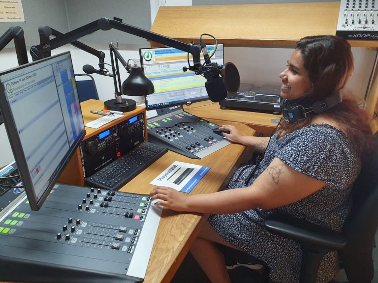 Social Media Assistant Yuvi at the Desk in Studio A 2024 768x576